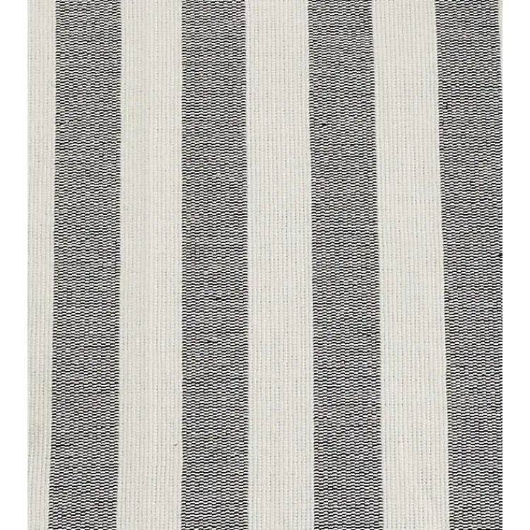 Kirklands Home Table Linens|Black and White Rustic Stripe Tassel Table Runner