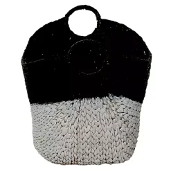 Hot Black and White Seagrass Ring Handle Basket Baskets & Boxes
