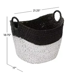 Hot Black and White Seagrass Ring Handle Basket Baskets & Boxes