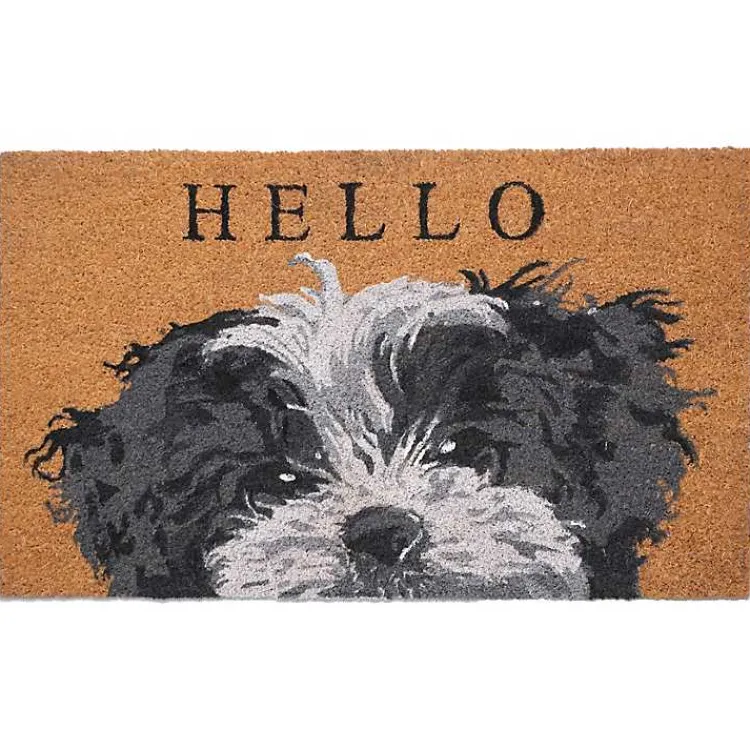 Kirklands Home Doormats|Black and White Shih Tzu Hello Doormat