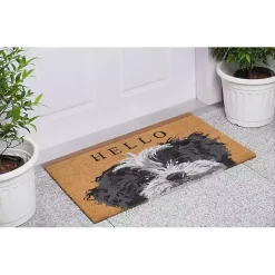 Kirklands Home Doormats|Black and White Shih Tzu Hello Doormat