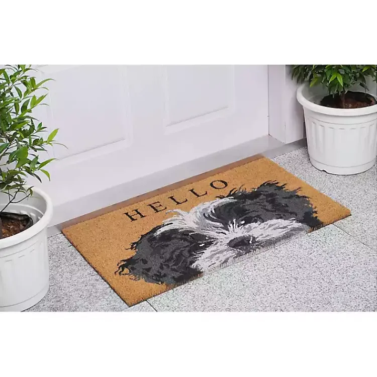 Kirklands Home Doormats|Black and White Shih Tzu Hello Doormat