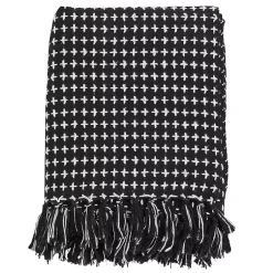 Outlet Black and White Stitched Cotton Throw Blankets & Throws