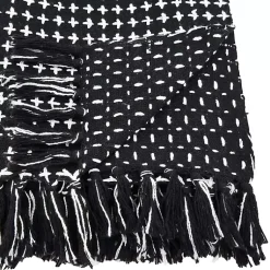 Outlet Black and White Stitched Cotton Throw Blankets & Throws