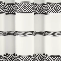 Kirklands Home Shower Curtains|Black and White Striped Boho Shower Curtain