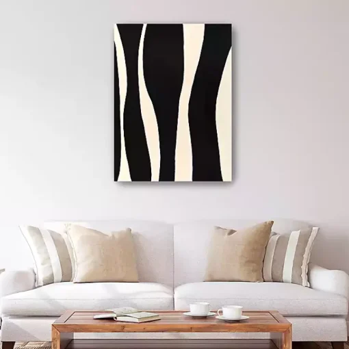 Kirklands Home Canvas Art|Black and White Striped Canvas Art Print Multi