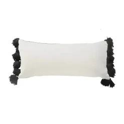 Online Black and White Striped Lumbar Pillow with Tassels Pillows