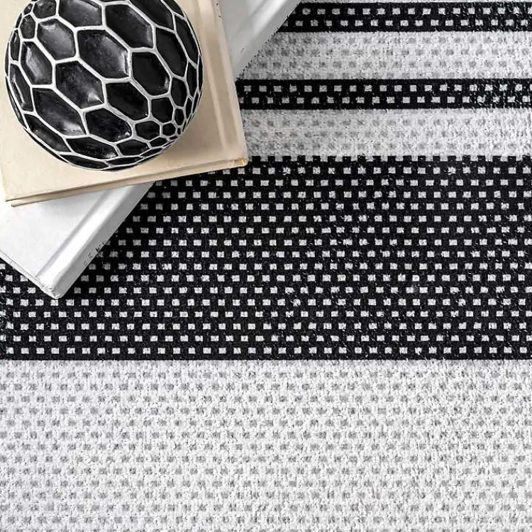 Kirklands Home Area Rugs|Black and White Striped Washable Area Rug, 3x5