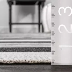 Kirklands Home Area Rugs|Black and White Striped Washable Area Rug, 3x5