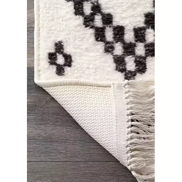 Kirklands Home Area Rugs|Black and White Tracy Fringed Area Rug, 5x8
