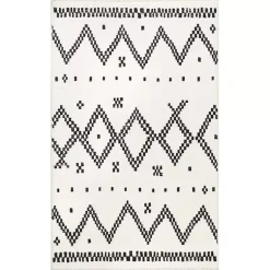 Kirklands Home Area Rugs|Black and White Tracy Fringed Area Rug, 8x10