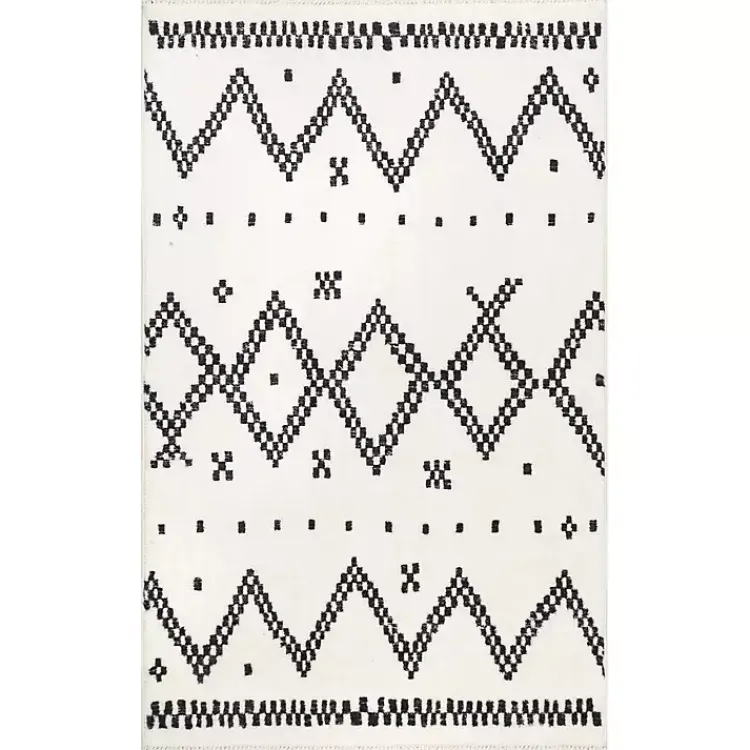 Kirklands Home Area Rugs|Black and White Tracy Fringed Area Rug, 8x10