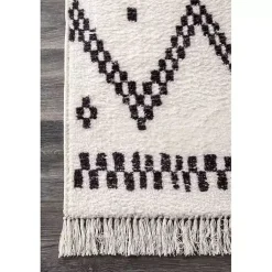 Kirklands Home Area Rugs|Black and White Tracy Fringed Area Rug, 8x10