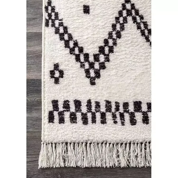 Kirklands Home Area Rugs|Black and White Tracy Fringed Area Rug, 8x10