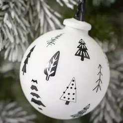 Outlet Black and White Tree Icon Ornaments, Set of 2 Christmas Ornaments