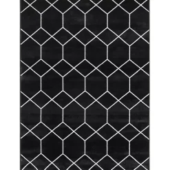 Kirklands Home Area Rugs|Black and White Trellis Woven Area Rug, 6x9