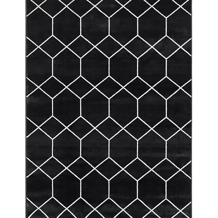 Kirklands Home Area Rugs|Black and White Trellis Woven Area Rug, 6x9