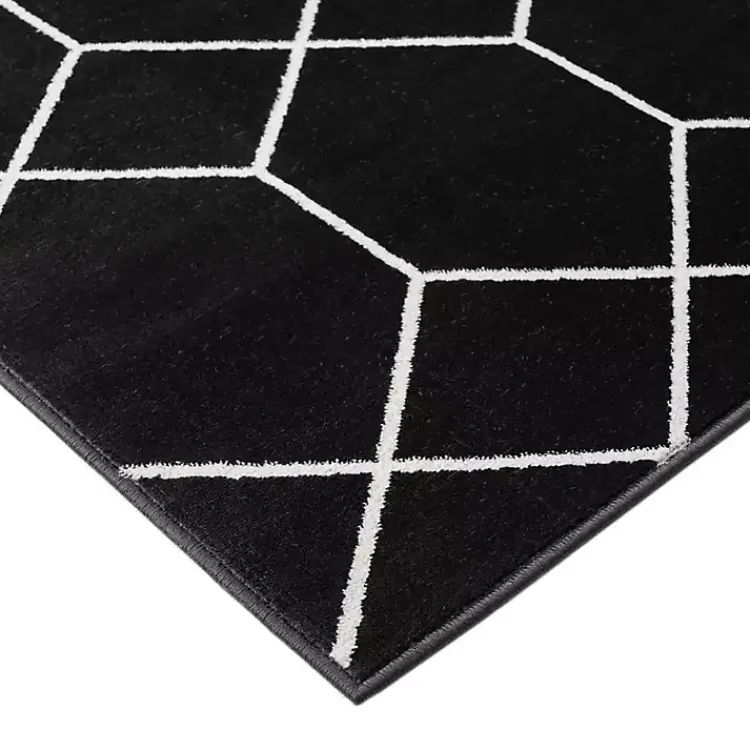 Kirklands Home Area Rugs|Black and White Trellis Woven Area Rug, 6x9