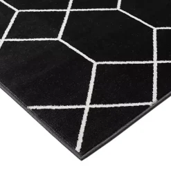 Kirklands Home Area Rugs|Black and White Trellis Woven Area Rug, 8x10