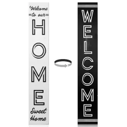 Kirklands Home Garden Decor|Black and White Welcome Home Two-Sided Porch Board