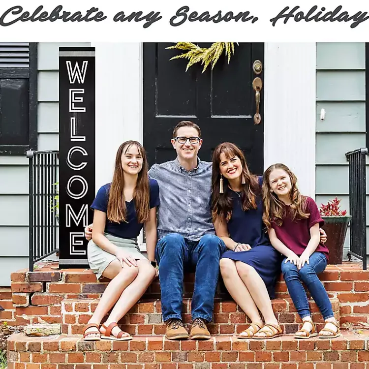 Kirklands Home Garden Decor|Black and White Welcome Home Two-Sided Porch Board