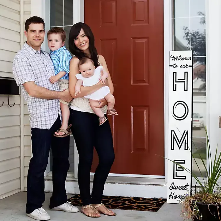 Kirklands Home Garden Decor|Black and White Welcome Home Two-Sided Porch Board