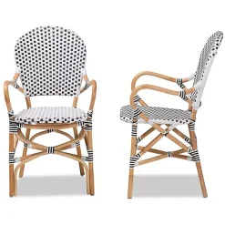 Kirklands Home Dining Chairs|Black and White Woven Dining Chairs, Set of 2