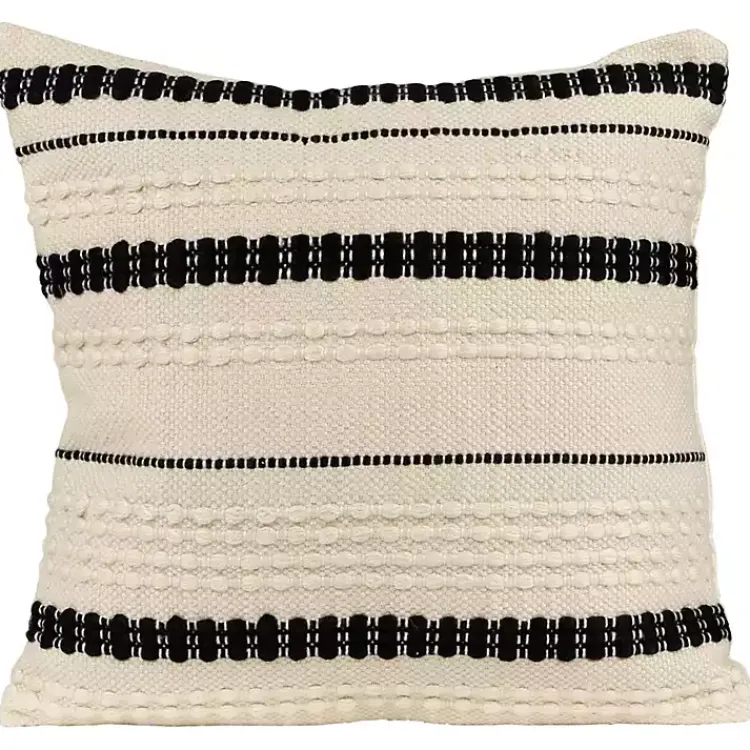 Kirklands Home Outdoor Cushions & Pillows|Black and White Woven Stripe Indoor/Outdoor Pillow