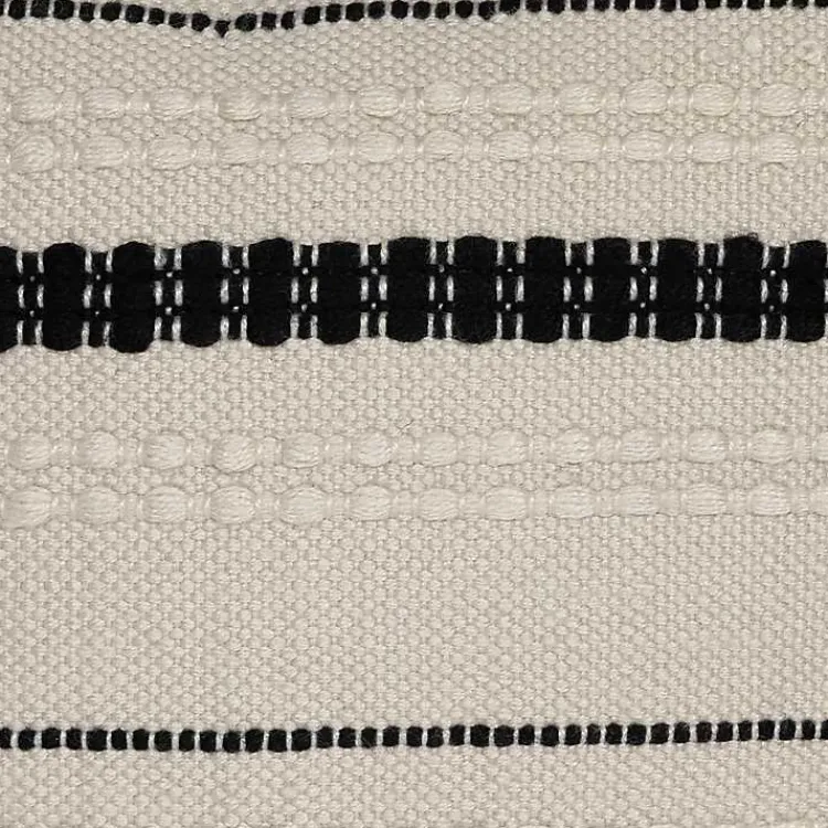 Kirklands Home Outdoor Cushions & Pillows|Black and White Woven Stripe Indoor/Outdoor Pillow