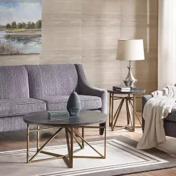 Kirklands Home Coffee Tables|Antique Bronze Kayden Round Coffee Table Black