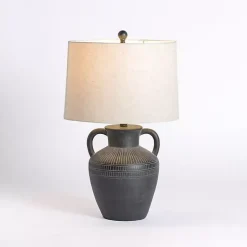 Kirklands Home Table Lamps|Black Antique Jug Table Lamp with Handles White