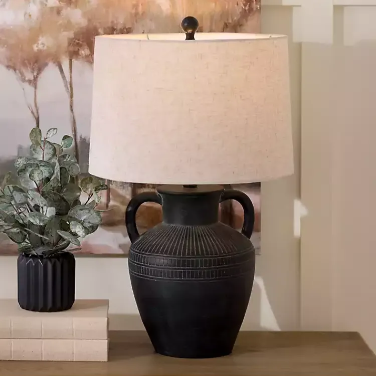 Kirklands Home Table Lamps|Black Antique Jug Table Lamp with Handles White