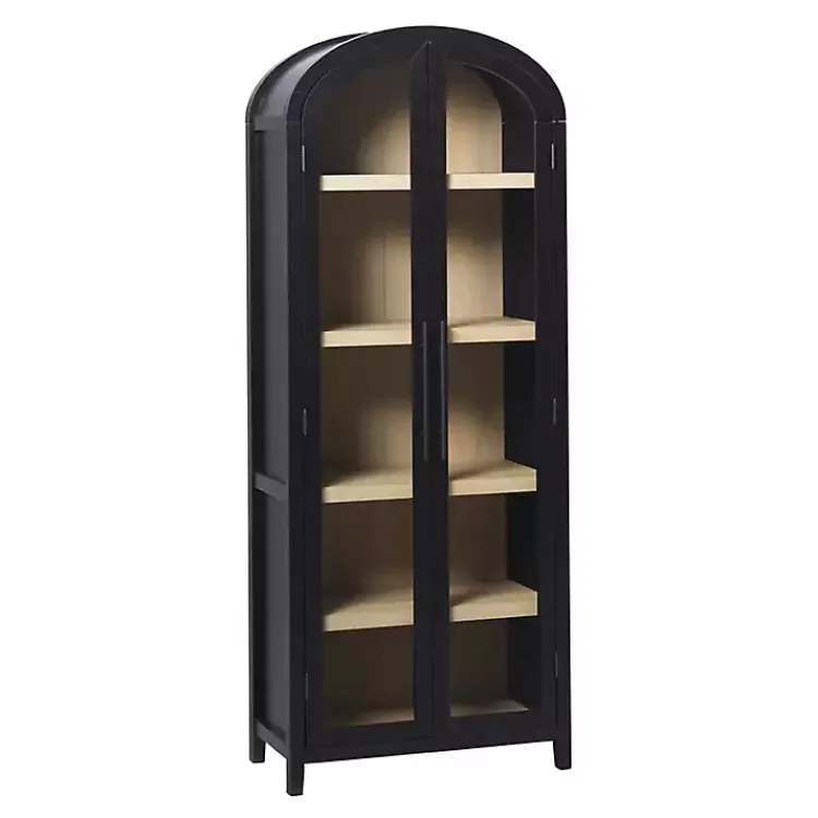 Kirklands Home Bookshelves|Arched Glass Doors Chantelle Bookcase Black