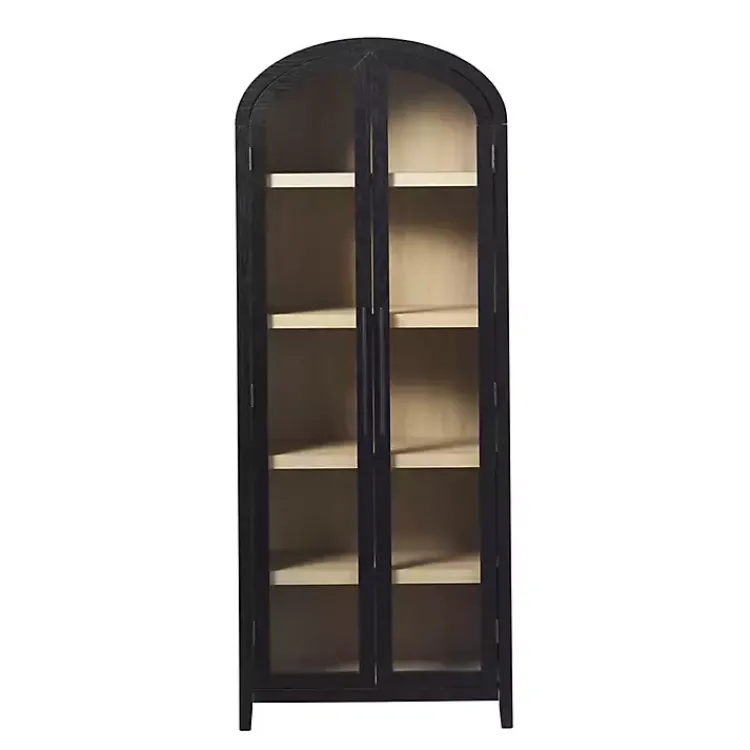 Kirklands Home Bookshelves|Arched Glass Doors Chantelle Bookcase Black