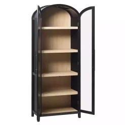 Kirklands Home Bookshelves|Arched Glass Doors Chantelle Bookcase Black