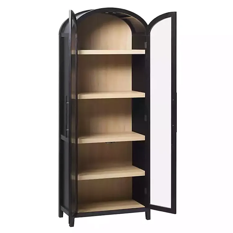Kirklands Home Bookshelves|Arched Glass Doors Chantelle Bookcase Black
