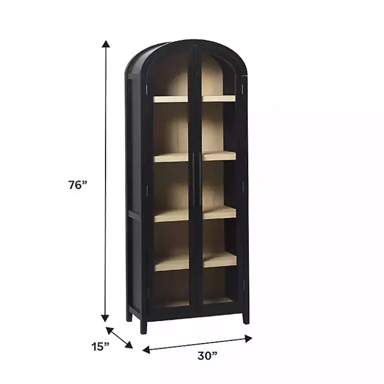 Kirklands Home Bookshelves|Arched Glass Doors Chantelle Bookcase Black