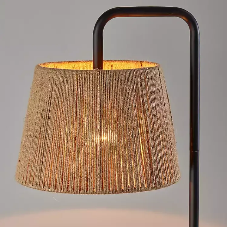 Kirklands Home Floor Lamps|Arched Rope Lampshade Floor Lamp Black