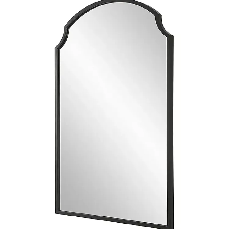 Kirklands Home Decorative Mirrors|Arched Scallop Edge Wall Mirror Black