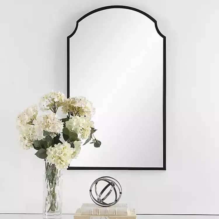 Kirklands Home Decorative Mirrors|Arched Scallop Edge Wall Mirror Black