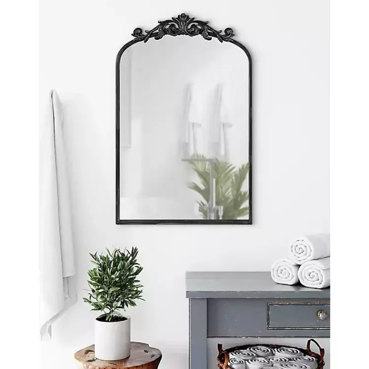 Kirklands Home Decorative Mirrors|Arendahl Arched Mirror, 19x31 in. Black