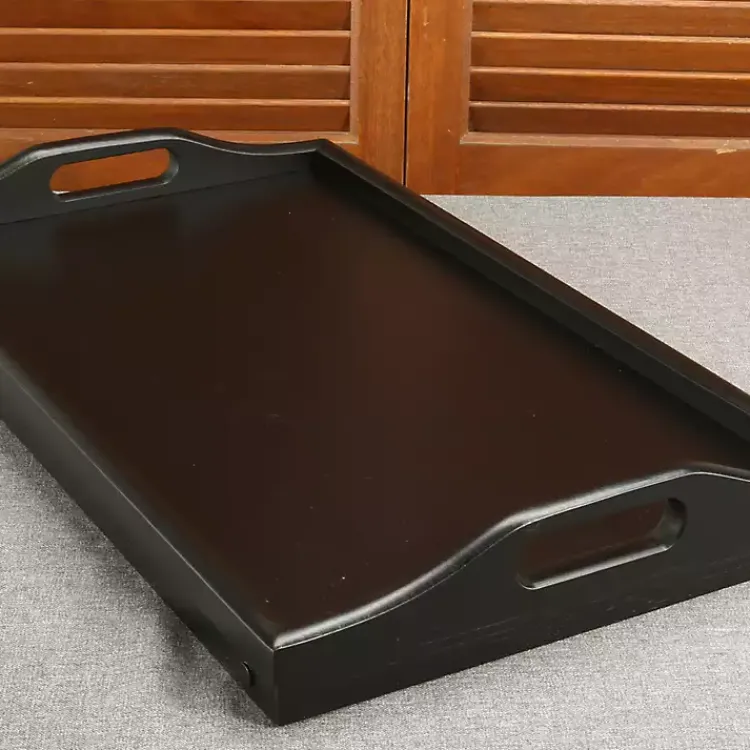 Kirklands Home Serving & Entertaining|Bamboo Standing Serving Tray Black