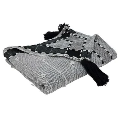 Discount Black Banded Tassel Edge Throw Blankets & Throws