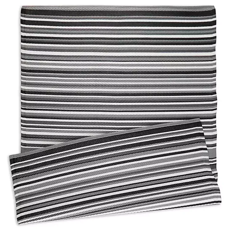 Kirklands Home Outdoor Rugs|Black Barcode Stripe Outdoor Area Rug, 4x6