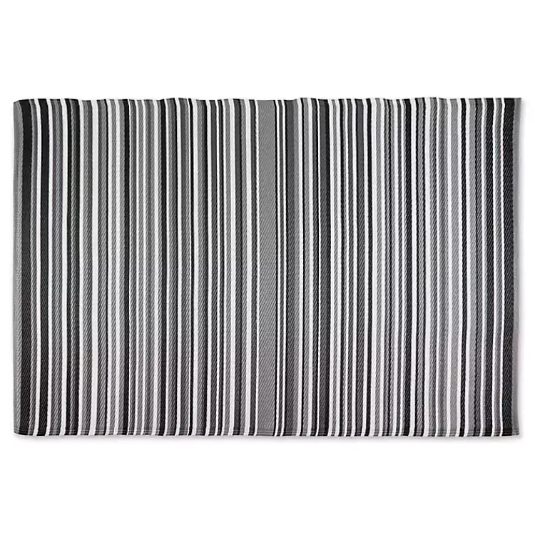 Kirklands Home Outdoor Rugs|Black Barcode Stripe Outdoor Area Rug, 4x6