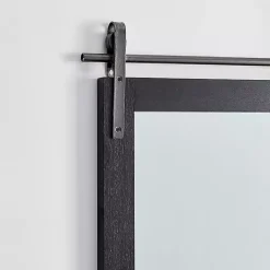 Kirklands Home Decorative Mirrors|Barn Door Wall Mirror with Shelf Black