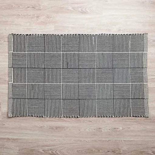 Kirklands Home Accent Rugs|Basketweave Scatter Rug Black