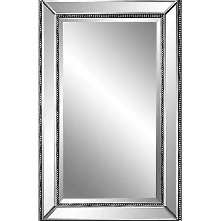 Kirklands Home Decorative Mirrors|Beaded Double Frame Beveled Wall Mirror Black