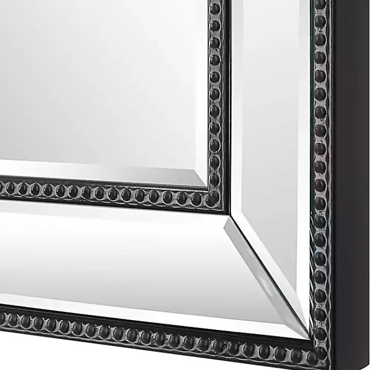 Kirklands Home Decorative Mirrors|Beaded Double Frame Beveled Wall Mirror Black