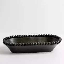Beaded Wood Dough Bowl Decorative Bowls & Jars